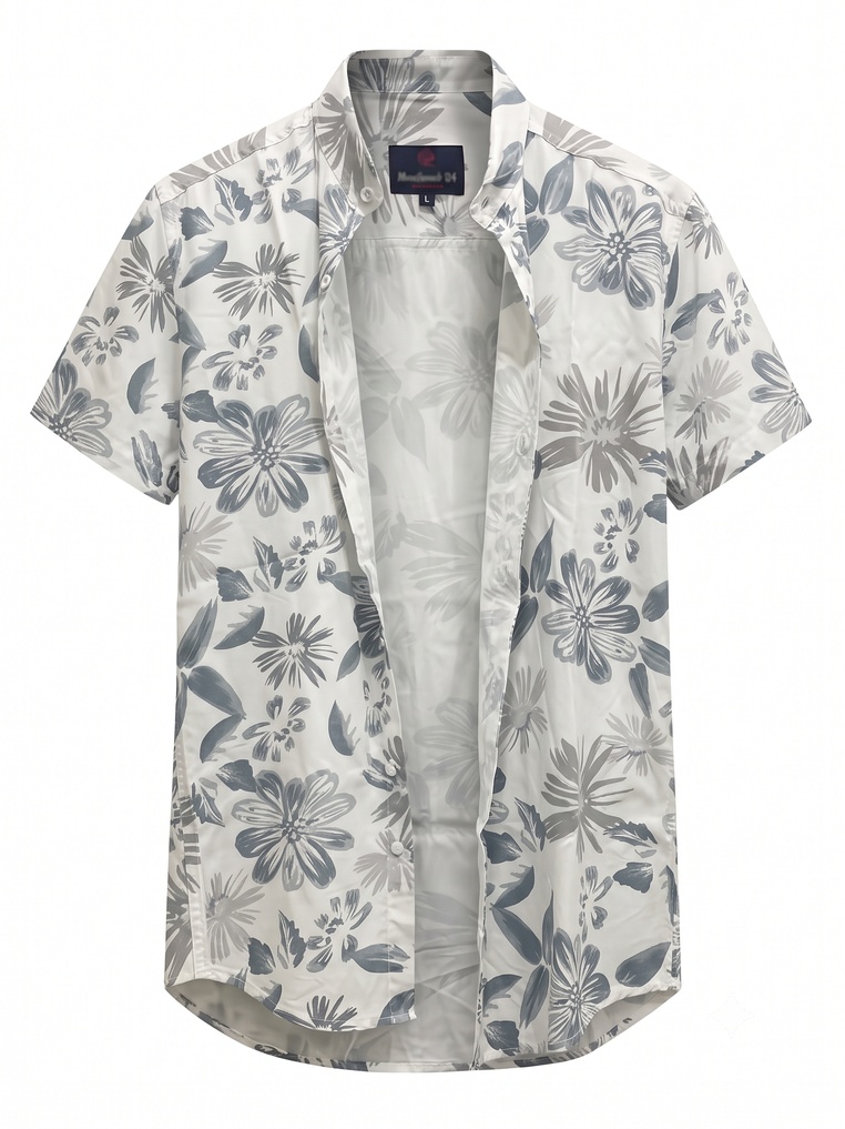 White floral half-sleeve shirt